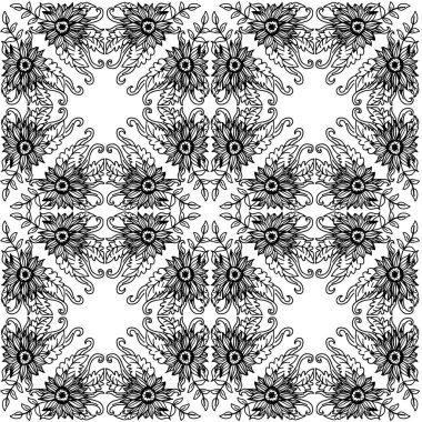 Mandala kusursuz desenli ayçiçeği arkaplanı.