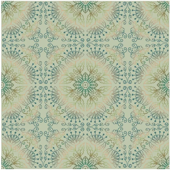 Mandala Floral Motif Sans Couture Illustration Dessin Main — Image vectorielle