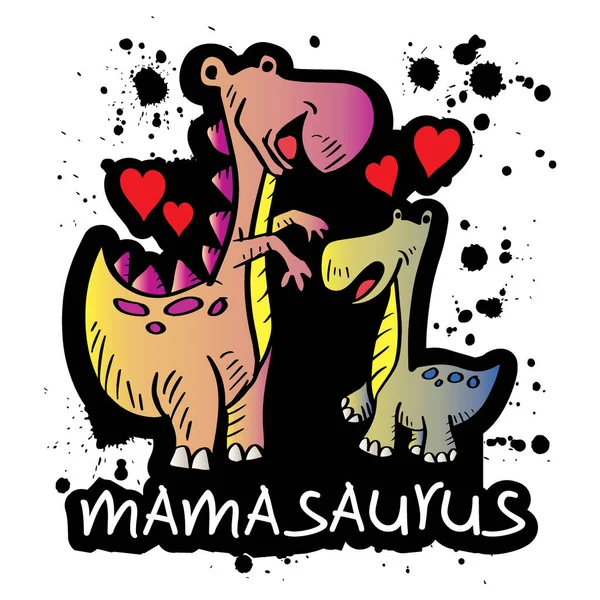 シャツデザインのための漫画Mamasaurus — ストックベクタ