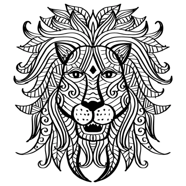 Leão Zentangle Mandala Desenho Lion Mandala Desenhos Arte Doodle —  Vetores de Stock