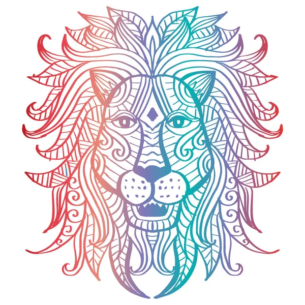 Zentangle Lion Mandala Kresba Lví Mandala Doodle Art Design — Stockový vektor