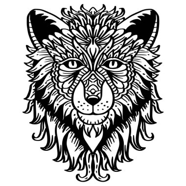 Elle çizilmiş kurt başı çizimi