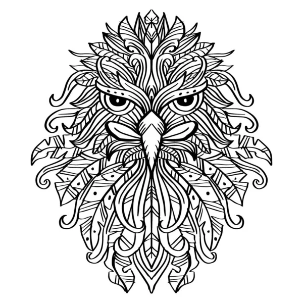 Dibujado Mano Águila Cabeza Zentangle Arte — Vector de stock
