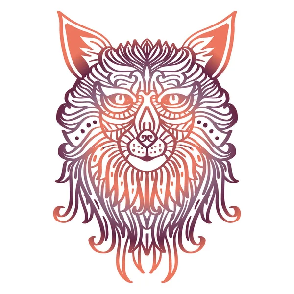 Zentangle Serigala Menggambar Gambar Tangan Ilustrasi - Stok Vektor