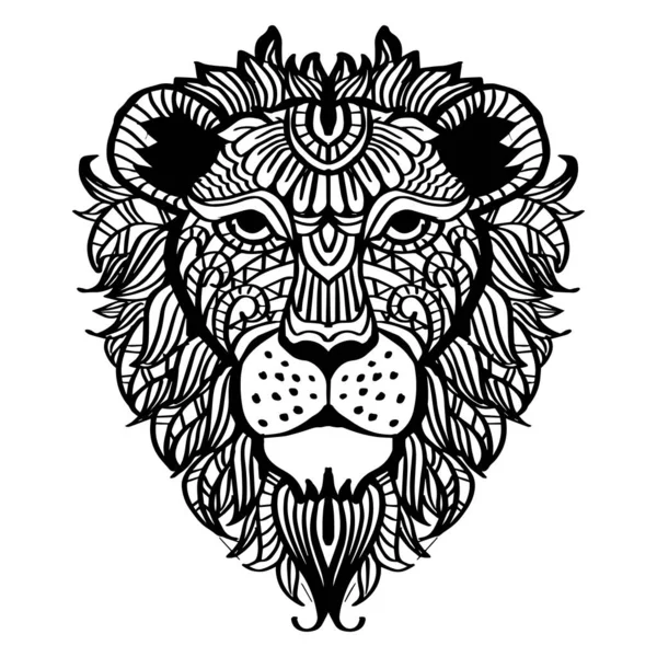 Zentangle Oroszlán Mandala Rajz Oroszlán Mandala Doodle Művészeti Tervek — Stock Vector