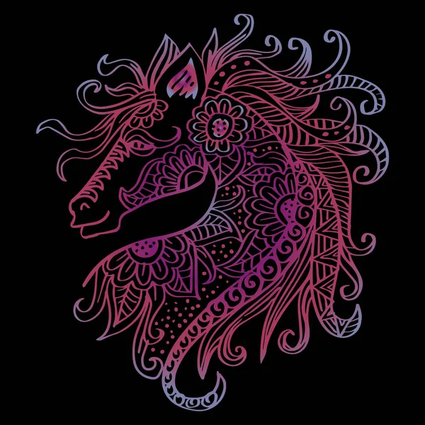 Ilustração Cabeça Cavalo Zentangle Desenhado Mão —  Vetores de Stock