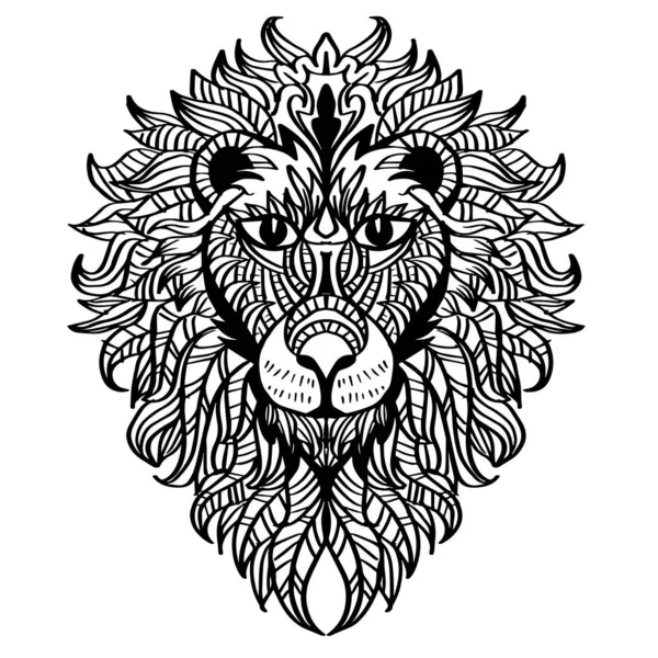Zentangle Lion Mandala Drawing Lion Mandala Doodle Art Designs — Stock Vector