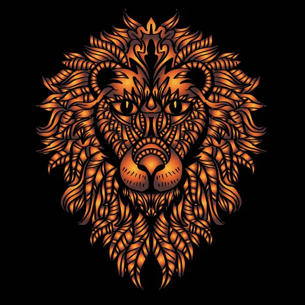Leone Zentangle Oro Mandala Disegno Lion Mandala Doodle Disegni Arte — Vettoriale Stock