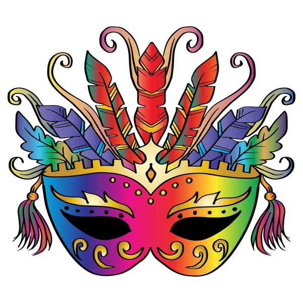 Masque Carnaval Vénitien Dessiné Main — Image vectorielle