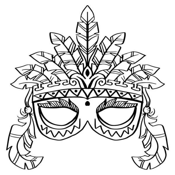 Máscara Carnaval Veneciana Dibujada Mano — Vector de stock