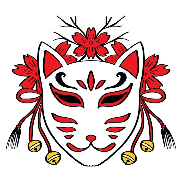 Masque Renard Japonais Illustration Masque Kitsune — Image vectorielle