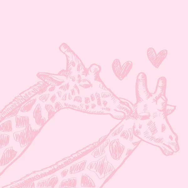 Zürafa Aşık Olmuş Çizimi Çizimi — Stok Vektör