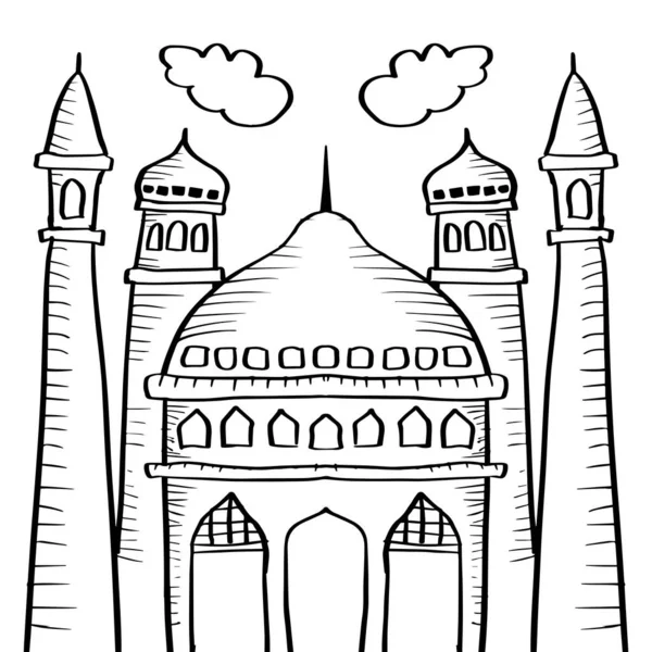 Mosque Doodle Hand Drawing Illustration — Stock Vector