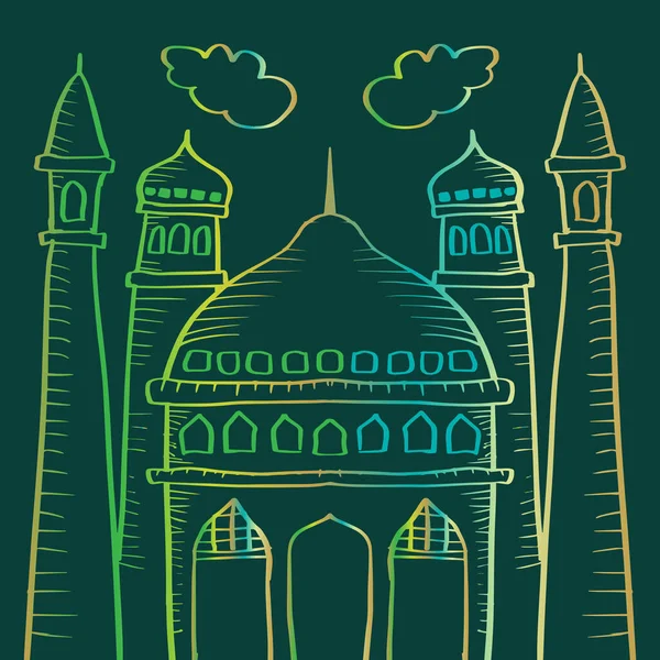 Мечеть Рисунок Вручную Иллюстрация — стоковый вектор