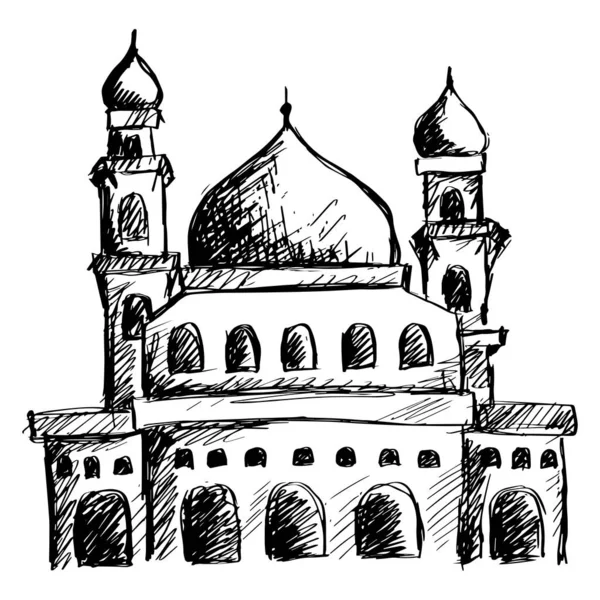 Moschee Skizze Handzeichnung Illustration — Stockvektor