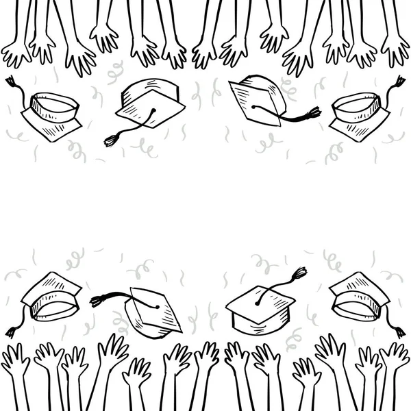 Graduation Background Graduate Cap Sketch — Stock Vector