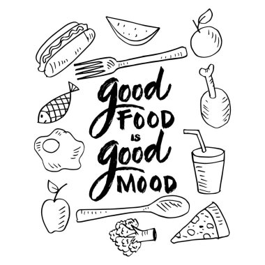 Good food is good mood. Poster quotes.
