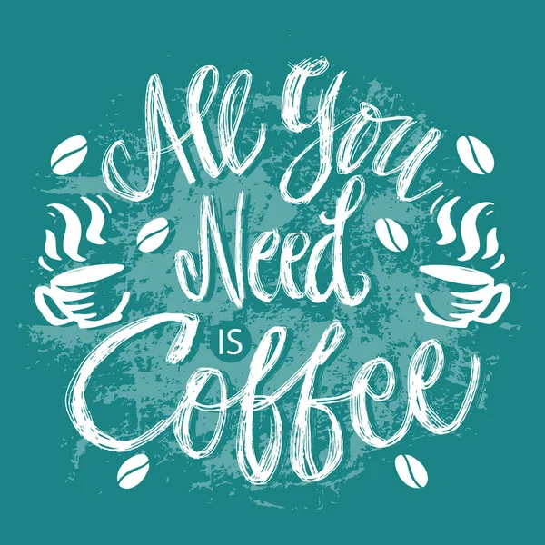 Tek ihtiyacın olan kahve harfleri. Poster tırnak içinde.