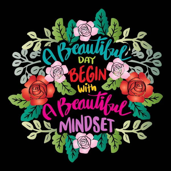 Beautiful Day Begins Beautiful Mindset Poster Quotes — Vector de stock