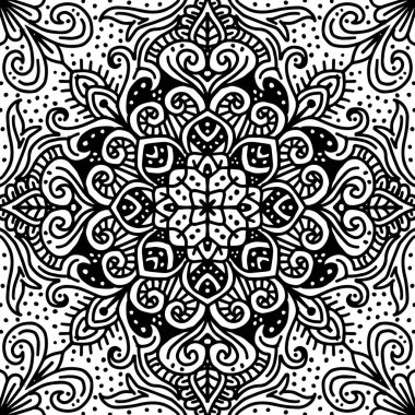 Siyah ve beyaz üzerine etnik süsleme.