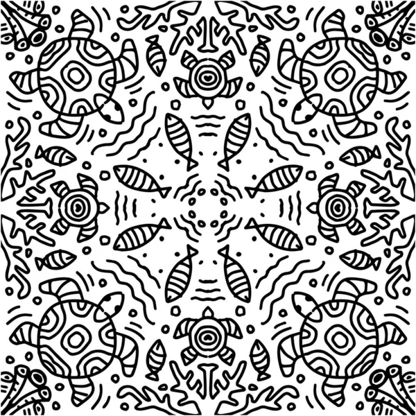 Schildkröte Ethnischen Ornament Dekorative Muster — Stockvektor