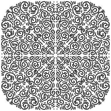 Siyah ve beyaz üzerine soyut etnik sanat mandala.