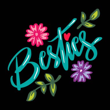 Dostlar, gömlek tasarımı için en iyi arkadaş. El çizimi harf cümlesi