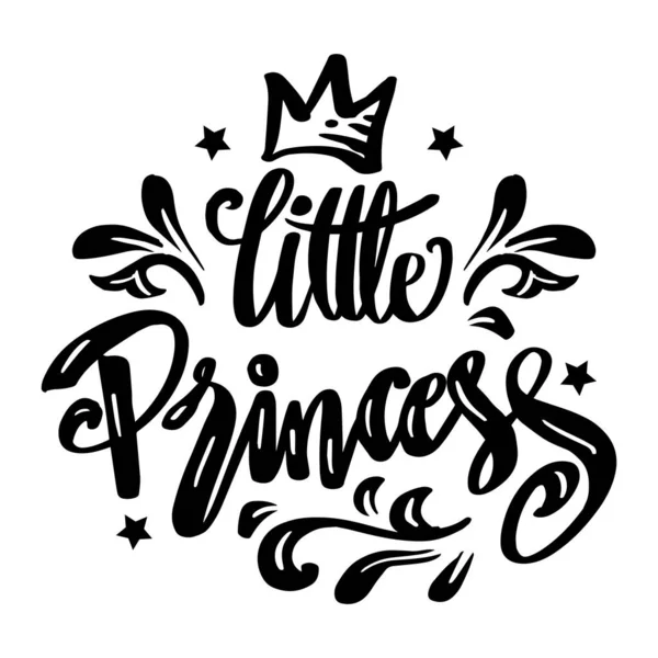 Little Princess Crown Hand Lettering Phrase — Archivo Imágenes Vectoriales