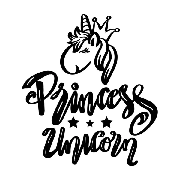 Princesa Unicórnio Mão Desenhada Letras —  Vetores de Stock