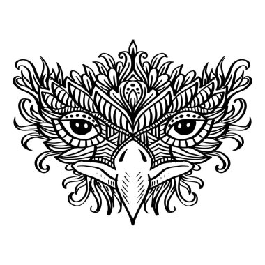 Zentangle stili kartal kafası çizilmiş.