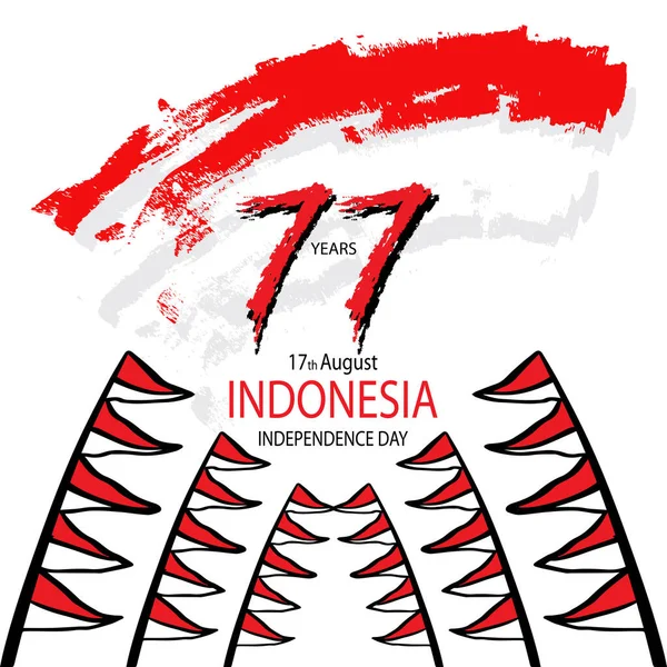 Years Indonesia Independence Day August — 스톡 벡터