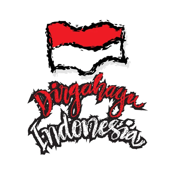 Dirgahayu Republik Indonesia Long Live Indonesia Hand Lettering Konsep Hari - Stok Vektor