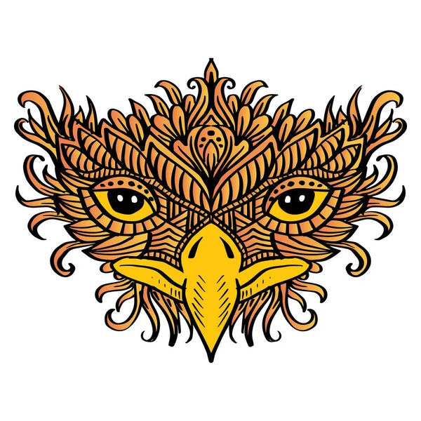 Mano Dibujada Cabeza Águila Estilo Zentangle — Vector de stock