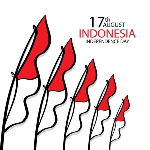 Indonesia Tarjeta Felicitación Del Día Independencia Con Bandera Indonesia — Vector de stock