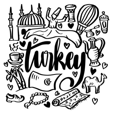 Doodle hand drawing of Turkey element