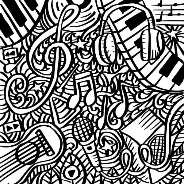 Hand Drawn Doodles Music Elements — Vetor de Stock