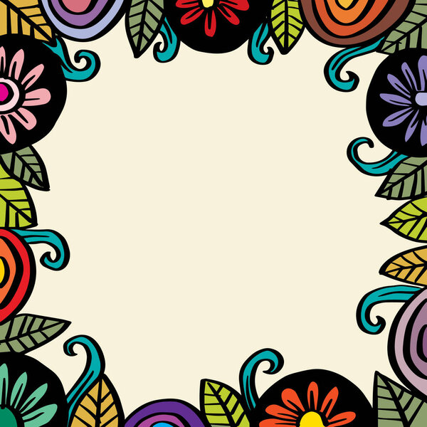 Hand drawn floral frame background