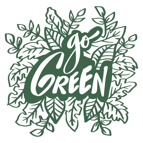 Green Lettering Floral Decoration — Vector de stock