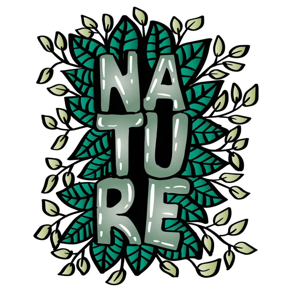 Nature Hand Lettering Leaves Decoration — Vector de stock
