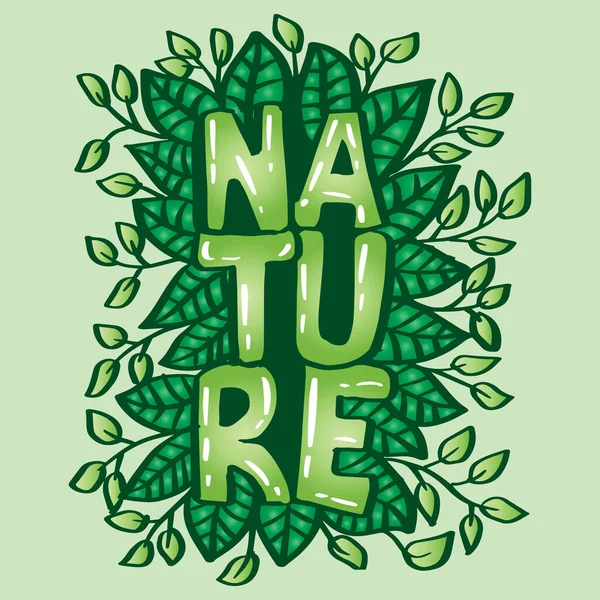 Nature Hand Lettering Leaves Decoration — Vettoriale Stock