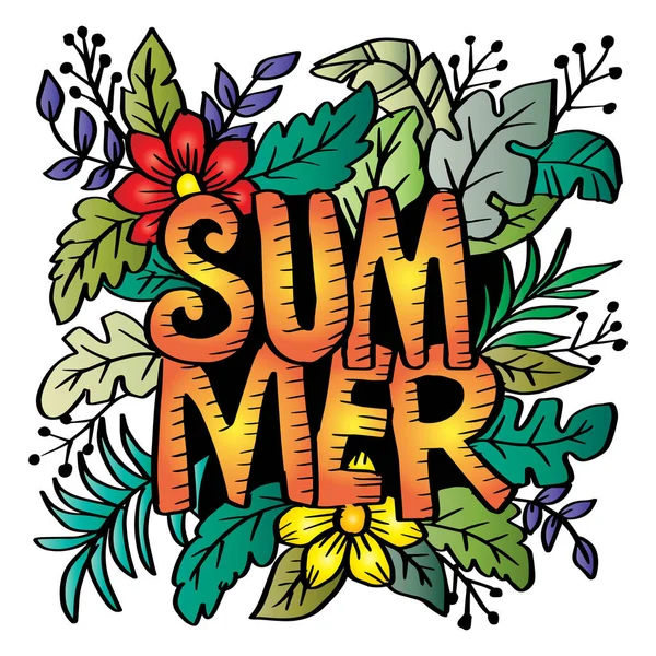 Summer Hand Lettering Floral Decoration — Vettoriale Stock