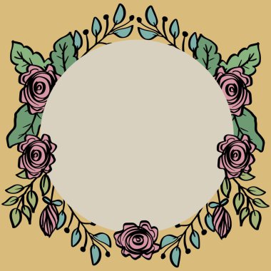 Pembe gül çiçekli klasik çiçek çerçevesi