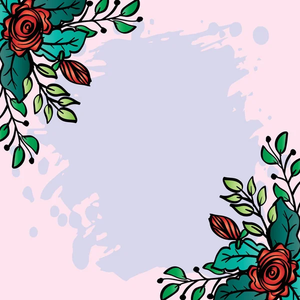 Floral Frame Red Roses Flower — Vetor de Stock