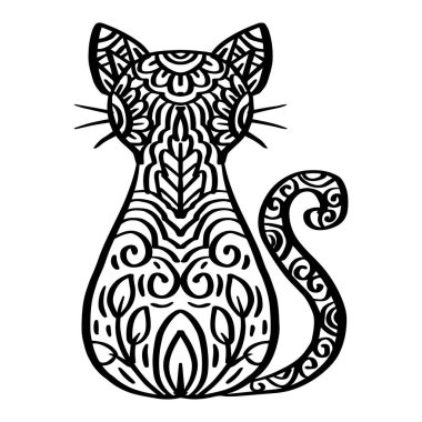 El çizimi zentangle kedi çizimi