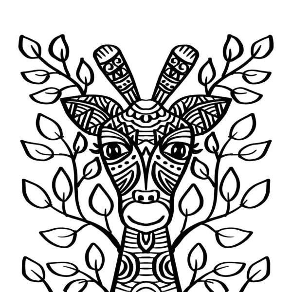 Hand Drawn Zentangle Deer Illustration — Stock Vector