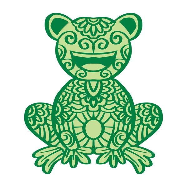 Hand Drawn Zentangle Frog Illustration — Vetor de Stock