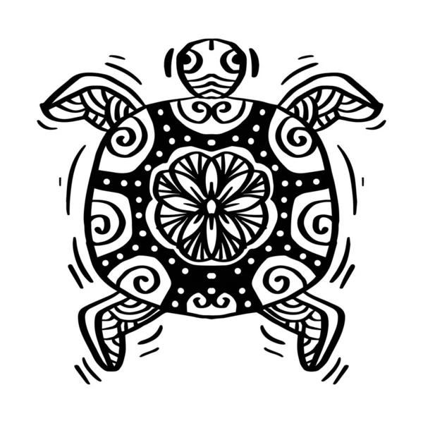 Hand Drawn Zentangle Turtle Illustration — Vector de stock