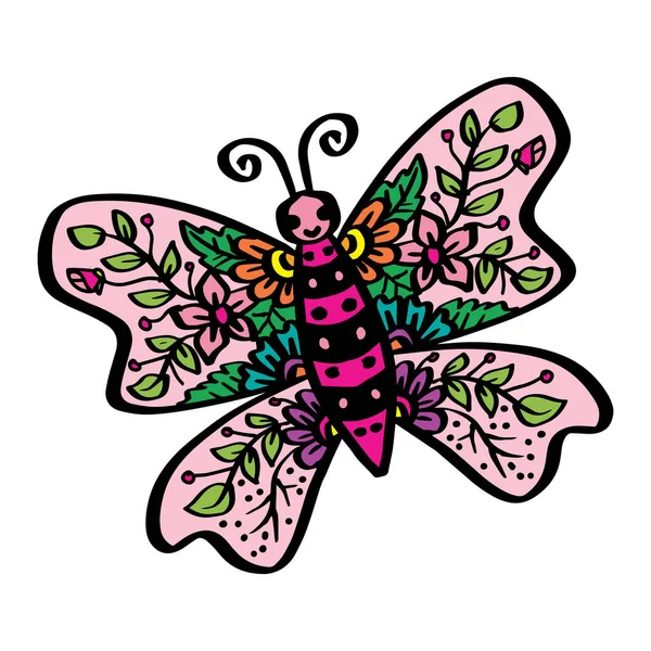 Hand Drawn Butterfly Doodle Element — 스톡 벡터