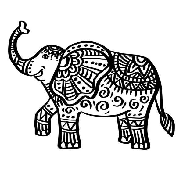 Hand Drawn Zentangle Elephant Illustration — Archivo Imágenes Vectoriales