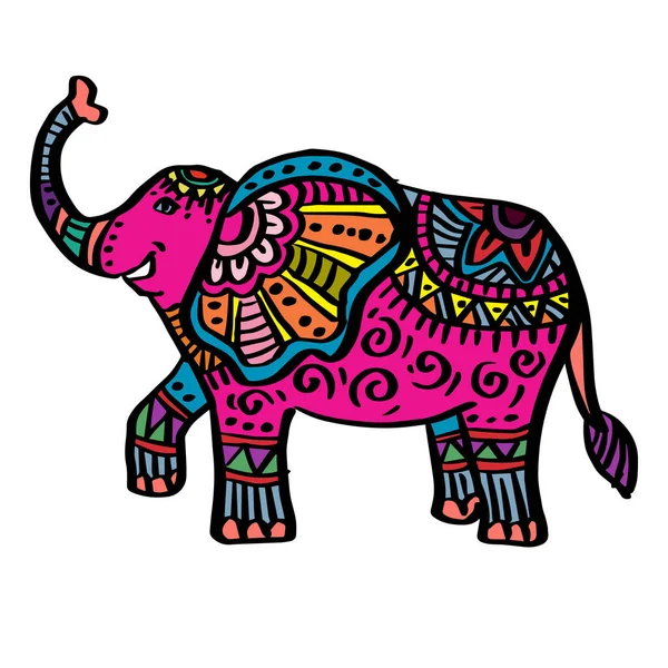 Hand Drawn Zentangle Elephant Illustration — Stok Vektör